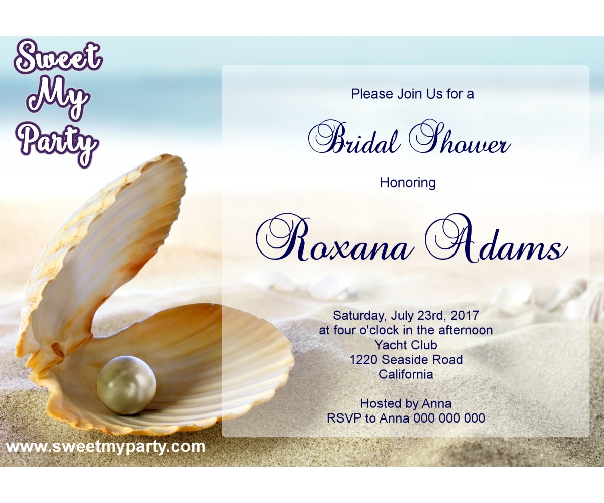 Seaside Bridal Shower invitation, Sea Shell Bridal Shower Invitation,Beach Wedding Shower Invitation,(8)